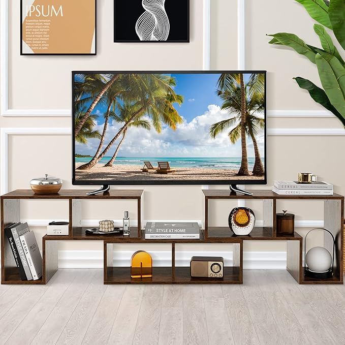 KOTEK TV Stand for 50 55 60 65 Inch TV, 3 Pieces Free Combination Bookshelf Organizer, TV Console Table with Open Storage Shelves, Modern Entertainment Center for Living Room, Bedroom