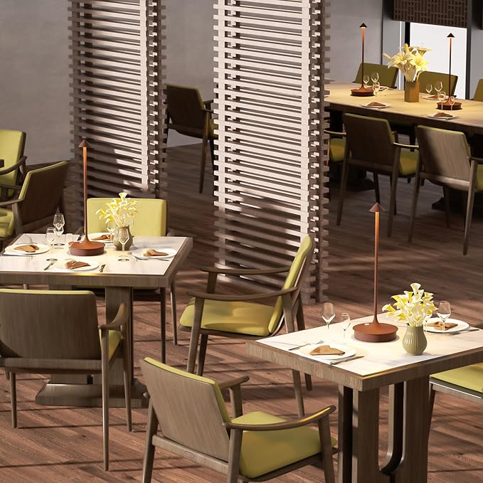 Small Cordless Table Lamp Rechargeable, Battery Operated Desk Lamp, 4000mAh LED Touch Lamp, Dimmable Portable Outdoor Waterproof Wireless Table Light for Restaurants/Bars/Outdoor(1PC, Brown)