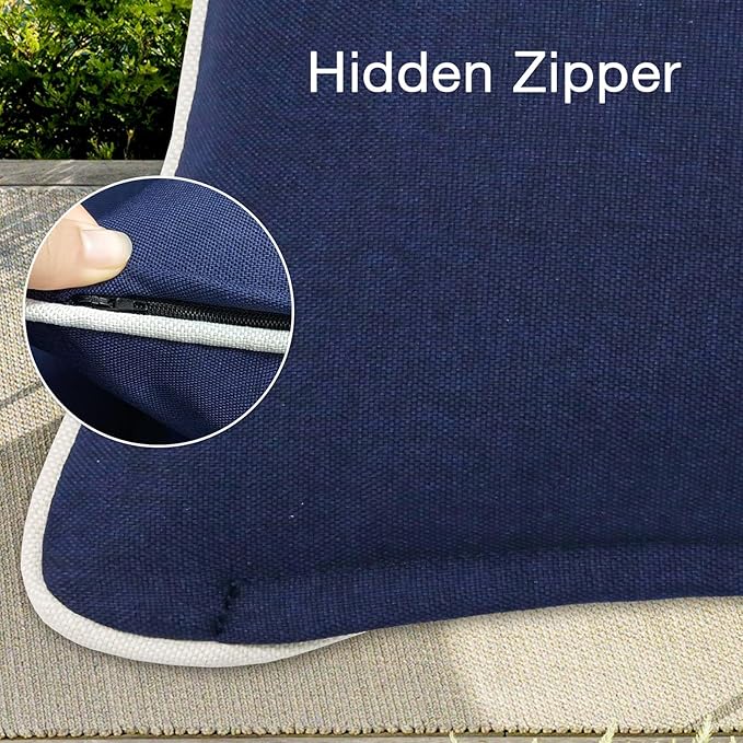 Decorative Outdoor Water Repellent Throw Pillows with Inserts, Set of 4, 16" x16" Pillows for Patio, Backyard, Bed, Couch, and Patio Furniture, Navy