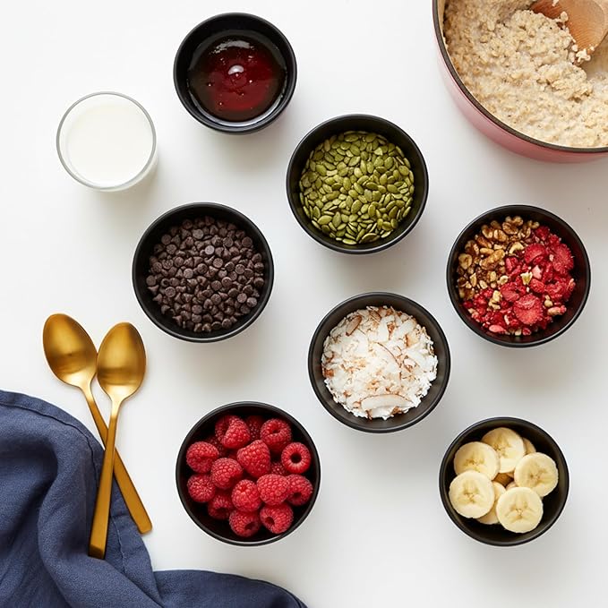 TP 10 Ounce Bowl Set of 6, 4.5” Melamine Bowls for Appetizer Snacks Ice Cream Dipping Sauce Side Dish, Unbreakbale and lightweight, Black