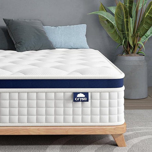 Crystli Full Mattress, 13 Inch Full Size Mattress Bed in A Box, Medium Firm Hybrid with Zero Pressure Foam, Innerspring for Pressure Relief, CertiPUR-US Certified