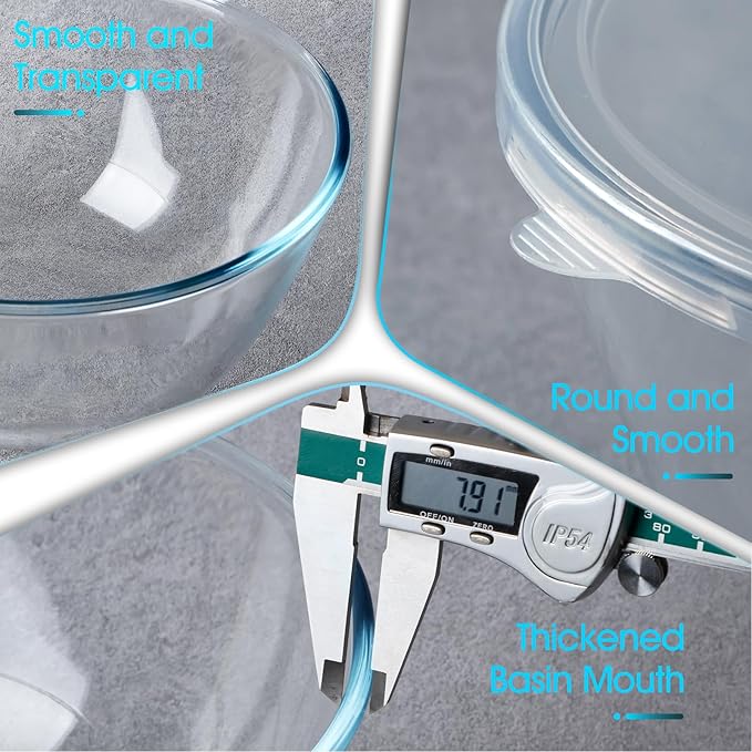 NUTRIUPS 4.7 Quart Large Glass Mixing Bowl with Lid, Deep Big Glass Bowl Large Glas Salad Bowl