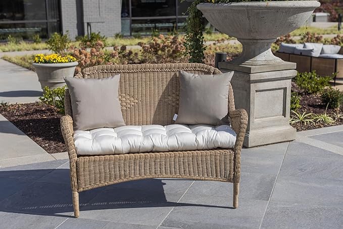 RSH DECOR: Sunbrella Square Throw Pillows Set of 2 | 20" x 20" | Water and Fade-Resistant Performance Fabric | Outdoor Pillow Covers with Down-Alternative Inserts | Canvas Heather Beige