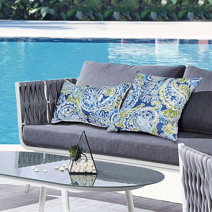Outdoor Throw Pillows - Decorative Pillows with Insert Included Set of 2 Outdoor Pillows for Patio Furniture 18x18 Inch