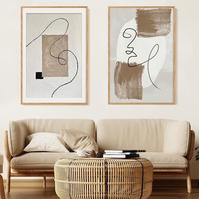 Axeman 27x40 Picture Frame with Mat for 24x36, Solid Oak Wood Poster Frame with Tempered Glass for Home Decor, Wooden 27''x40'' Minimalist Photo Frame Movie Poster Frame with Wall Hooks, Natural