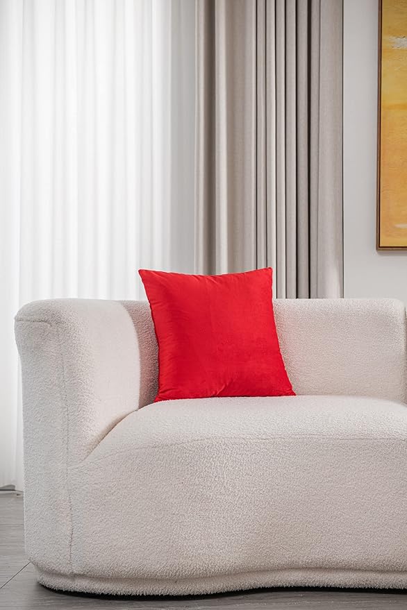 DEZENE Throw Pillow Covers 20x20 Red: 2 Pack Cozy Soft Velvet Square Decorative Pillow Cases for Farmhouse Home Decor
