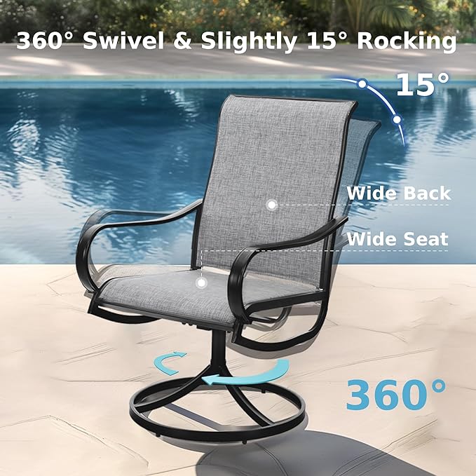 MFSTUDIO Outdoor Patio Dining Set for 6, Patio Table and Chairs Set for Deck/Backyard/Poolside/Garden, 7 Piece Outdoor Patio Furniture Set with Umbrella