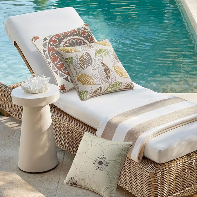 Outdoor Sunbrella Decorative Pillows Pack of 4, 16" x 16" Outdoor Pillow Set for Couch Bed Throw Patio Sofa, Allure Dusk