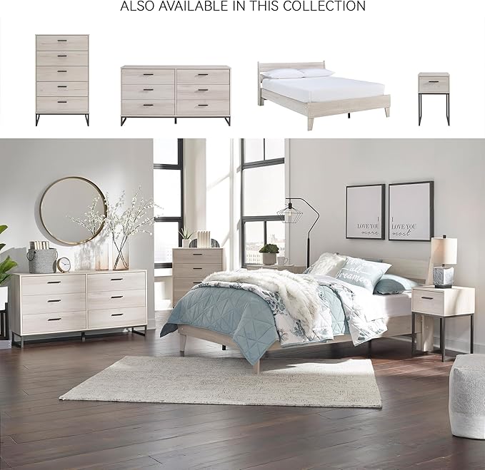 Signature Design by Ashley Socalle 5 Drawer Chest of Drawers, Natural Beige