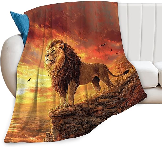 Lion Blanket Soft Cozy Lion Fleece Throw Blanket Warm Lightweight Animal Flannel Plush Bedding Stuff Decor Blankets Gifts for Lover Girls Boys Kids Women Adults Bed Travel 40"x50"