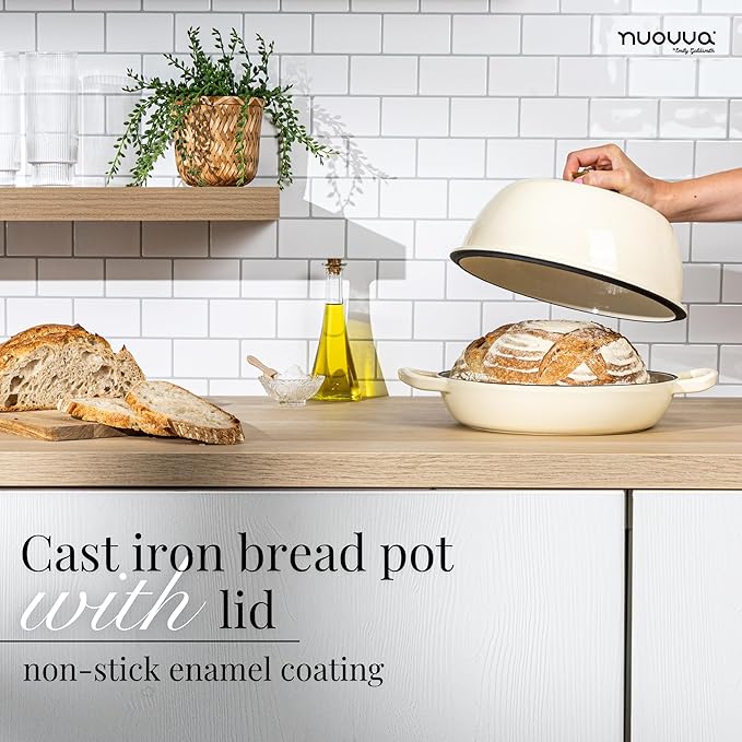 Enamelled Cast Iron Dutch Oven For Bread Baking – Dutch Oven Pot For Sourdough Bread Baking – Cast Iron Bread Pot – Dark Blue, 6 Quarts, 22cm – by Nuovva