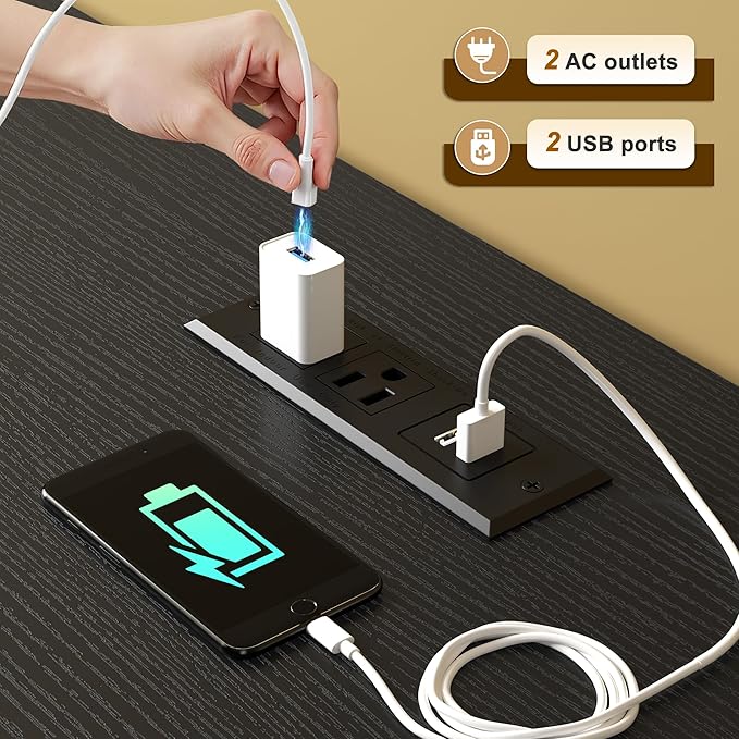 TV Stand for 55 60 inch TV, Large Wall Unit Entertainment Center with LED Lights & Power Outlets, TV Stands for Living Room, Closet, Entryway,13.8" D x 55" W x 61" H, Black