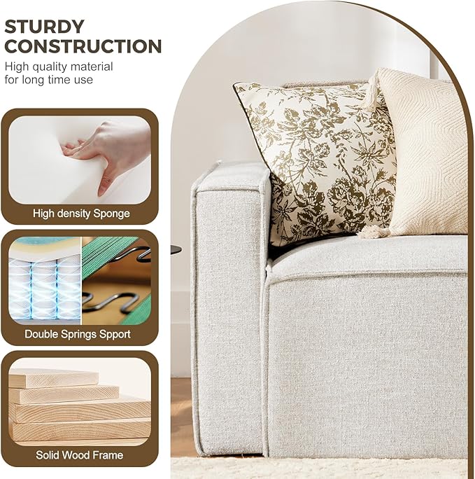 ELUCHANG Oversized Accent Chair with Ottoman,Modern Boucle Sofa Chair with Strong Wood Frame,High Supportive & Soft Sponges Comfy Upholstered Armchair Reading Chairs for Apartment,Oatmeal