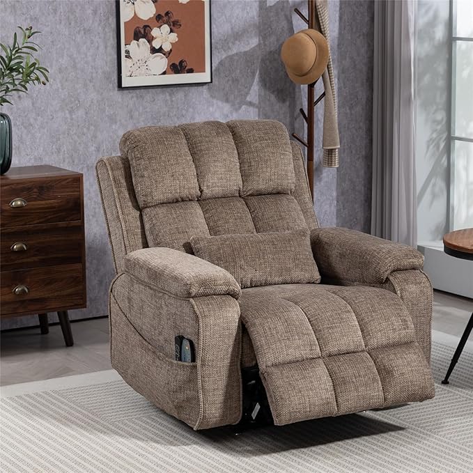 Lift Recliner Chairs for Elderly, Lumbar Power Lift Chair with Heat and Massage, 180° Lay Flat Recliner with Extended Footrest, USB & Type-C Ports and Side Storage for Big Man 400lbs Sleeping