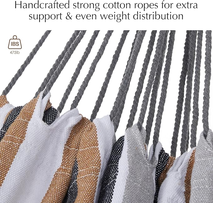 PNAEUT Single Hammocks for Outside, Replacement Outdoor Tree Hammock for Indoor Patio Porch Garden (Coffee, Small)