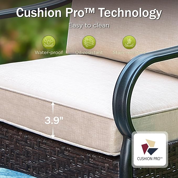 PHI VILLA Heavy Duty 7-Piece Patio Dining Sets, Expandable Outdoor Table and Chairs Set for 6, 6 Extra Large Dining Chairs, Rectangular Metal Dining Table for Deck, Backyard and Garden