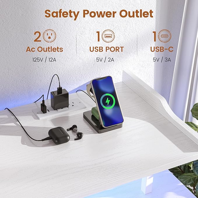 12 Drawers TV Stand Dresser for 65/70 inch TV, Entertainment Center with LED Lights & Power Outlets, 63" Large LED TV Stand, TV Console for Bedroom