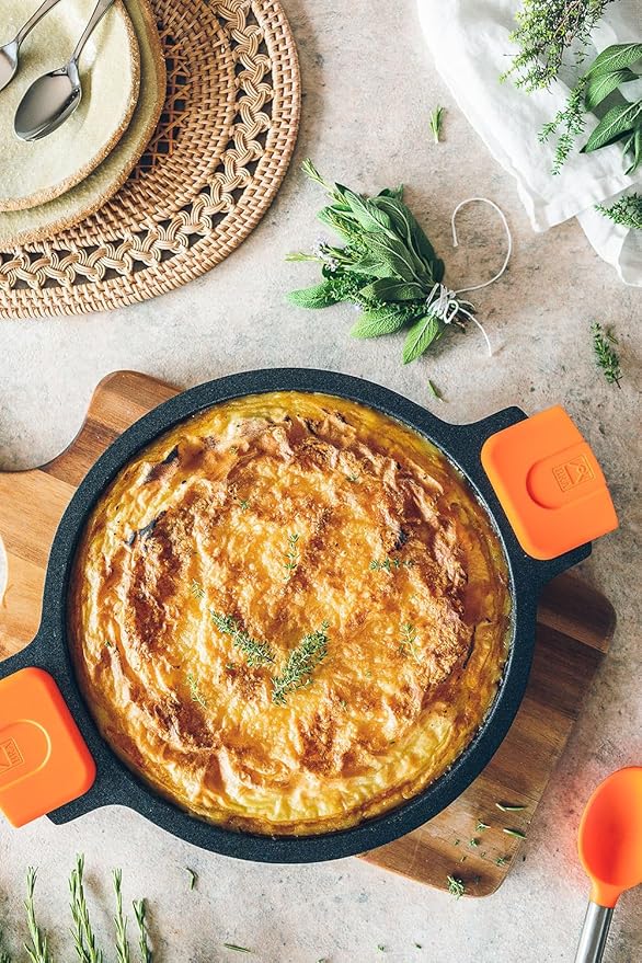 BRA COOKWARE Efficient Pro 12 Piece Cookware Set | Cast Aluminum Kitchenware Set | 2 Pots, 1 Sauté Pan, 3 Frying Pans, 1 Saucepan, 1 Grill, 4 Lids | Non-Stick | All Stovetops Compatible | PFOA Free