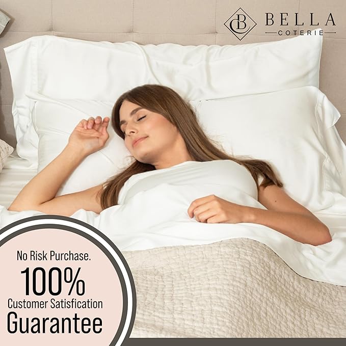 Bella Coterie Luxury Bamboo Viscose Full Size Sheet Set | 100% Organically Grown | Ultra Soft | Cooling for Hot Sleepers | 18" Deep Pocket [Ivory]