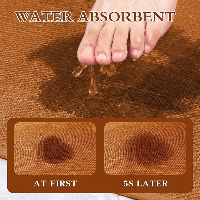 chakme Bathroom Rugs Mat 47x24, Ultra Thin Non Slip Bath Mat Large Quick Dry Absorbent Bath Mat for Bathroom, (Orange, 47"x24")