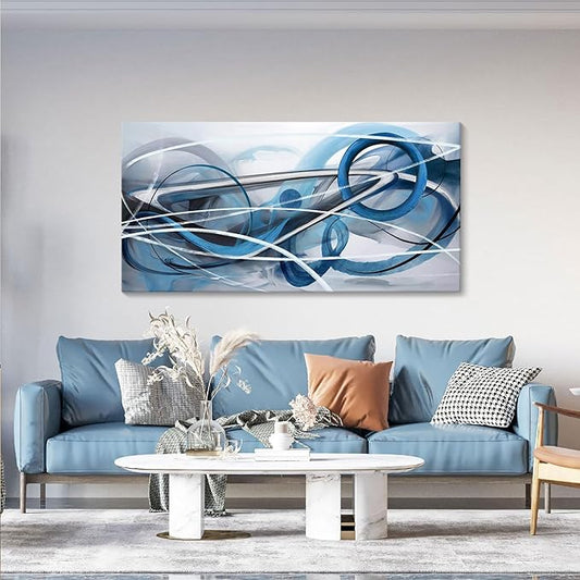 YDYSUNE Blue Abstract Wall Art Modern Canvas Wall Paintings Abstract Artwork for Living Room Pictures for Bedroom Wall Decor Office Home Decor 24×48IN