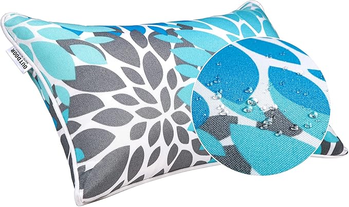 JMGBird Outdoor Lumbar Pillows Waterproof Set of 2 Outdoor Pillows with Insert Included 12×20 Inch Outdoor Pillow for Patio Furniture