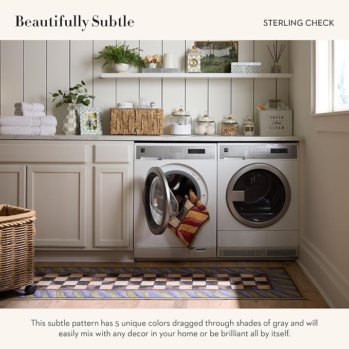 MACKENZIE-CHILDS Washable Rug, Decorative Indoor Rug, 3' x 5', Sterling Check