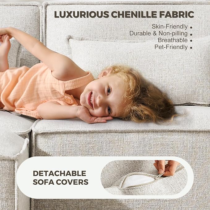 ELUCHANG Oversized Accent Chair with Ottoman,Modern Boucle Sofa Chair with Strong Wood Frame,High Supportive & Soft Sponges Comfy Upholstered Armchair Reading Chairs for Apartment,Oatmeal