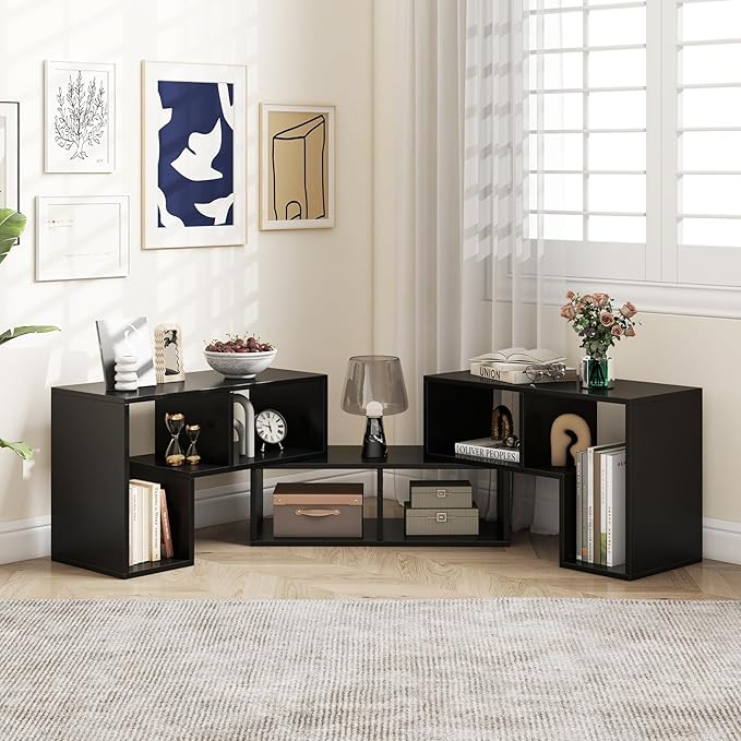 Giantex Free-Combination TV Stand for Bedroom - Entertainment Center for 50 55 60 65 Inch TV, 3-Piece Media Console Table with Storage Cubes, Deformable Open Storage Bookcase Shelf (Black)