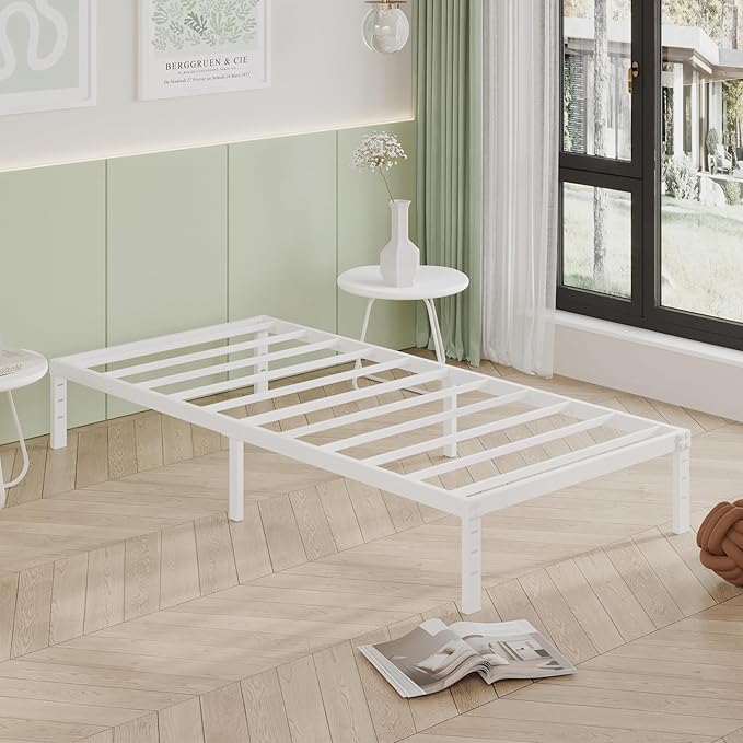 12 Inch Twin XL Bed Frames, Heavy Duty Metal Bed Frame Twin XL, No Box Spring Needed, Easy Assembly, Noise-Free, White