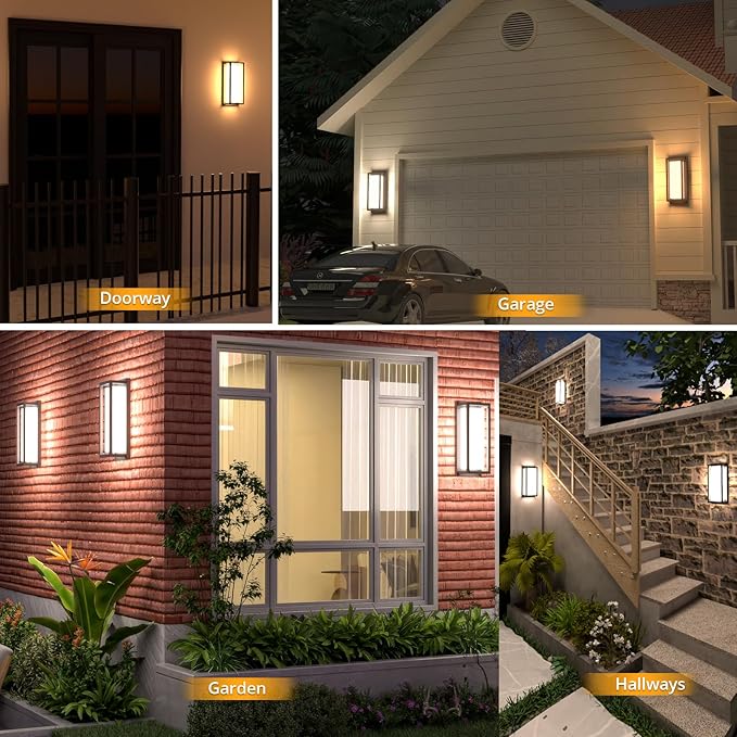 Dimmable LED Outdoor Wall Sconce, Modern Porch Lights 2700K 3000K 3500K 4000K 5000K 5 Colors Changeable,1400 Lumens Exterior Up Down Outdoor Wall Lights for House,Garage Door 2 Pack