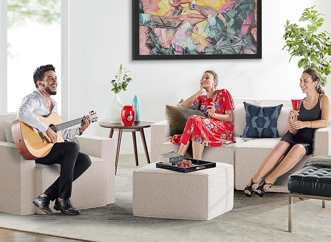 ELUCHANG Oversized Accent Chair with Ottoman,Modern Boucle Sofa Chair with Strong Wood Frame,High Supportive & Soft Sponges Comfy Upholstered Armchair Reading Chairs for Apartment White