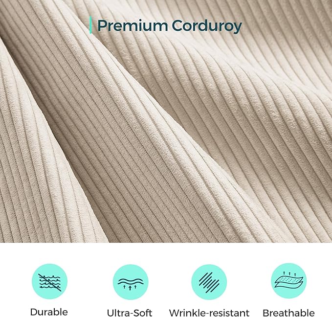 LINSY HOME Modular Sectional Sofa, 134" Boneless Couch U Shaped 4-Seat Sofa with 2 Movable Ottomans, Corduroy Sectional Cloud Couches for Living Room, No Assembly Required, Beige