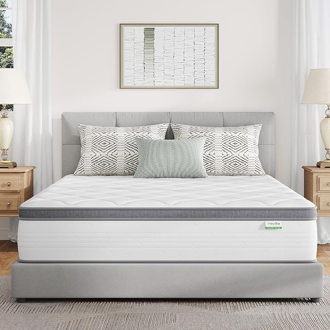 Novilla King Size Mattress,12 Inch King Mattress in a Box with Individually Pocket Innerspring, Pressure Relief & Motion Isolationt, Medium Firm Feel