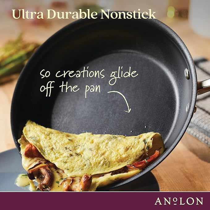 Anolon Advanced Home Hard-Anodized Nonstick Tapered Sauce Pan/Saucepot, 4.5-Quart (Moonstone)