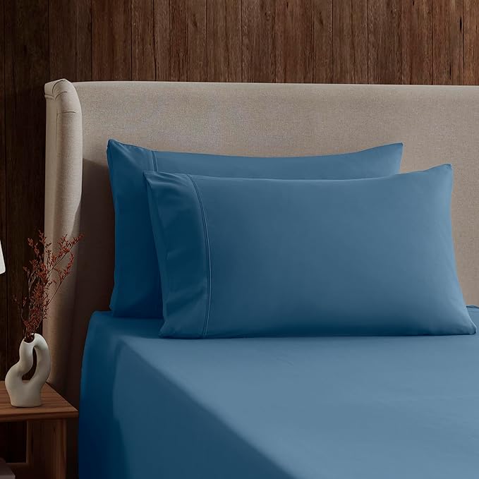 Nestl California King Sheet Set - 1800 Ultra-Soft Microfiber Cal King Bed Sheets - Double Brushed - Deep Pockets - Easy Fit - 4 Piece Set - Bed Sheets (California King, Blue Heaven)