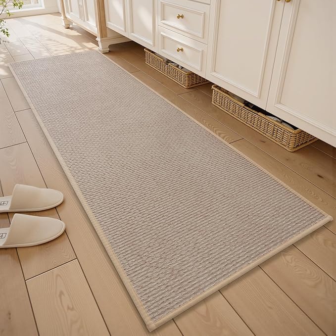 RESARE Non Slip Bathroom Runner - Machine Washable Bath Rugs, Super Absorbent Bath Mat Quick Dry Bath Runner, Bath Mat Ultra Soft Rugs for Bathroom Floor, 20"x70" Beige