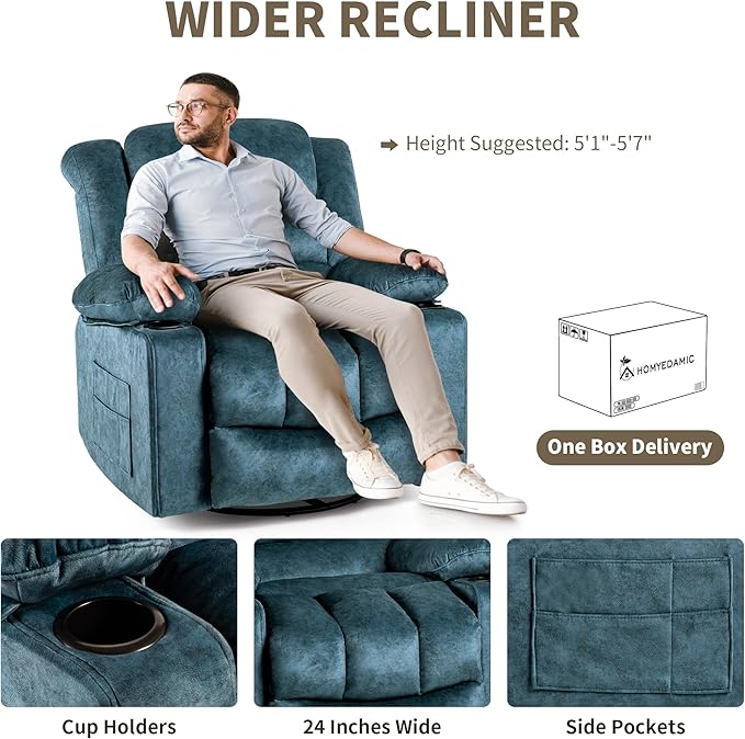 Recliner Chair Rocker Modern Ergonomic Lounge 360 Degree Swivel Single Sofa Seat Living Room Lounge Recliners on Clearance Foam Filling