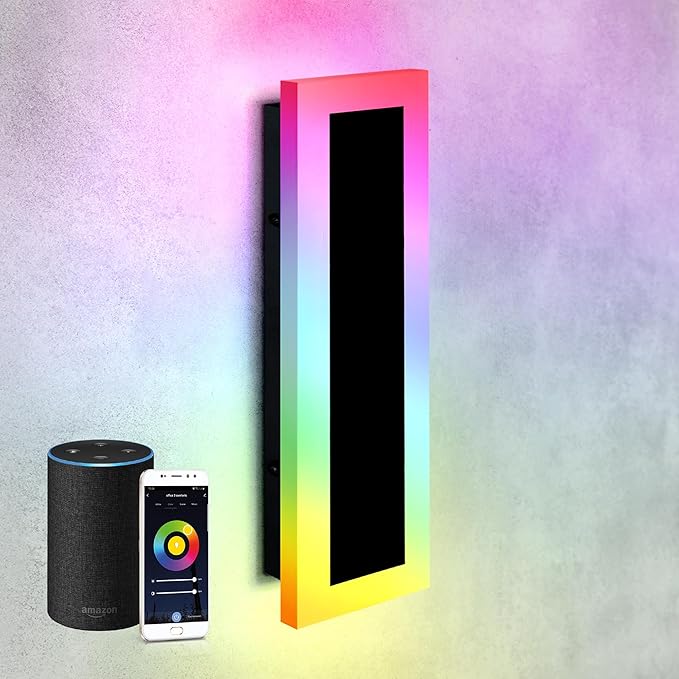 ASD LED 18" Long Wall Mount Light Fixture, Outdoor & Indoor Linear Sconce | RGBW, Smart, Waterproof, Anti-Rust, ETL Listed | 12W 590LM 2700-6500K 100-277V | Exterior Porch Lighting | Black