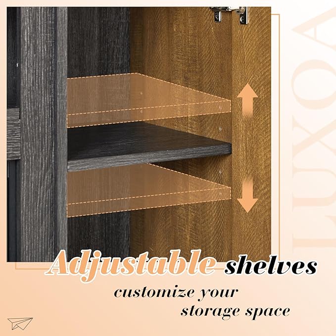 75” Fireplace TV Stand with 60” Electric Fireplace, Chunky Entertainment Center with Wood Grain, Color Clash Entertainment Stand for TVs up to 85”, Black&Brown