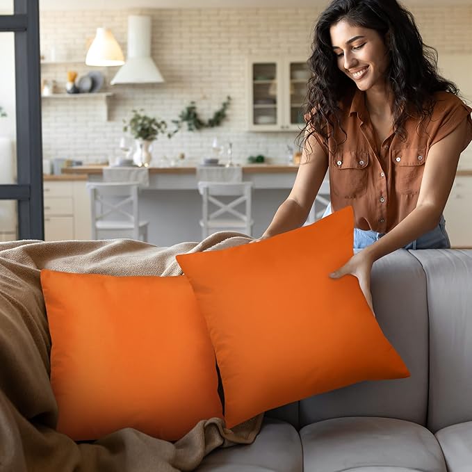 Utopia Bedding Throw Pillows Insert (Pack of 2, Orange) - 16 x 16 Inches Bed and Couch Pillows - Indoor Decorative Pillow