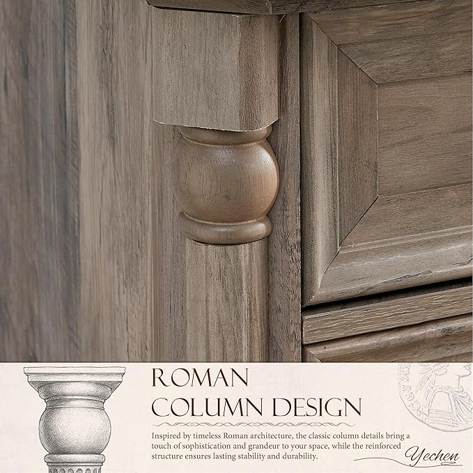 Yechen 6 Drawer Solid Wood Dresser for Bedroom,Storage Dressers Organizer, Vintage Farmhouse 6 Drawer Dresser for Bedroom,Heavy Duty Rustic Chest of Drawers for Living Room(Light Rustic Oak)