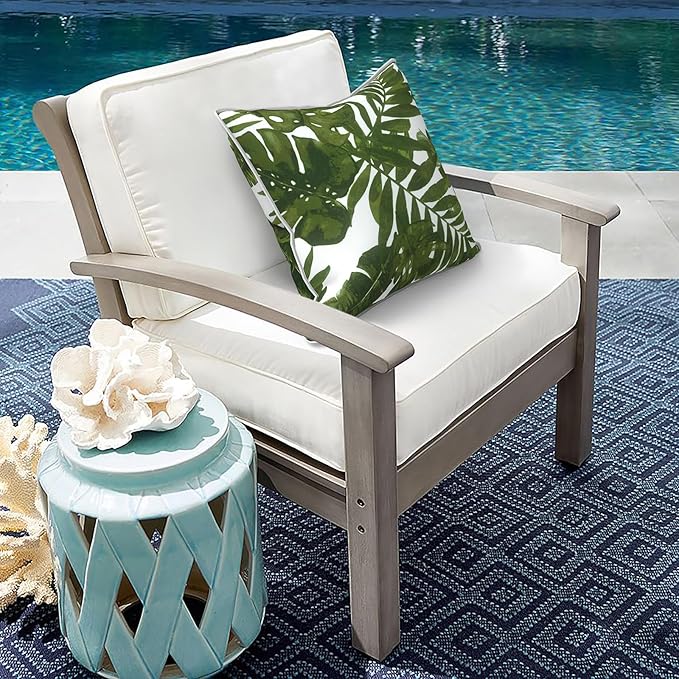 Outdoor Throw Pillow Covers Pack of 2, Decorative Water Repellent Square Pillow Cases with Piping 18x18 Inch, Patio Pillowcases for Home Patio Furniture Use, Palm Green