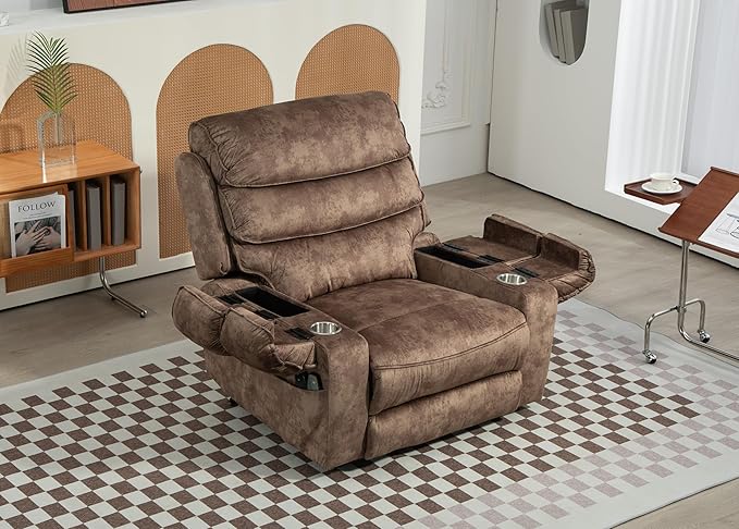 Oversized Extra Wide Power Lift Recliner Chair Extended Footrest for Big Tall Man 400lb, Heavy Duty Recliners with Heat Massage, Arm Storage & Cup Holders, Lay Flat 160° for Elderly Sleeping