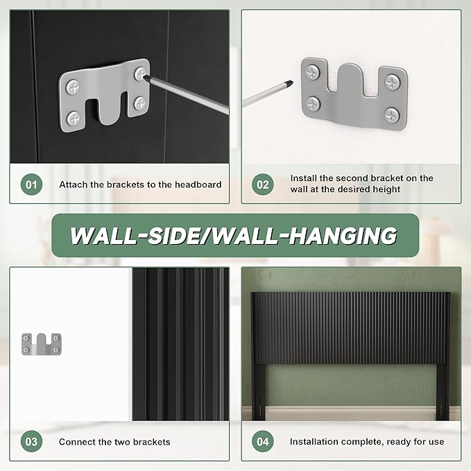 80.3" Wide Wooden Headboards King Size, Modern Wood Headboard King Size Headboard Only, Farmhouse Head Board Only, Wall Mounted Head Board, Boho Headboards, Black