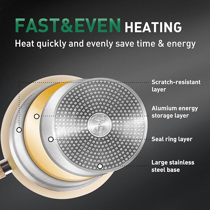 MAISON ARTS Pots and Pans Set Non Stick, Kitchen Cookware Sets Nonstick, 12 Piece Granite Cooking Pot and Pan for Induction, Stovetop, Beige