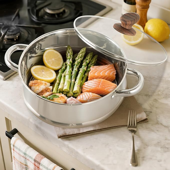 MAISON ARTS 17 Piece Pots and Pans Set Non Stick, Kitchen Cookware Sets with Nonstick Granite Stone Coating, Suitable for Induction Cooktops, Grey