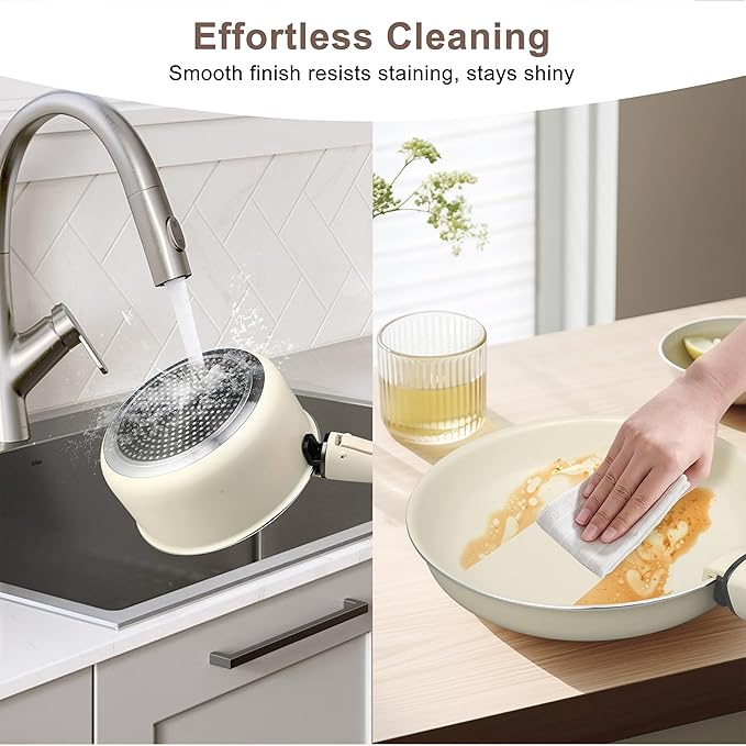 FAB&DELUXE Nonstick Cookware Set,13 Pcs Nonstick Pots and Pans with Lids, Aluminum Induction Cooking Set with Detachable Handle, Oven Safe, Non Toxic Healthy Kitchen Cookware Sets, PFAS and PFOA Free