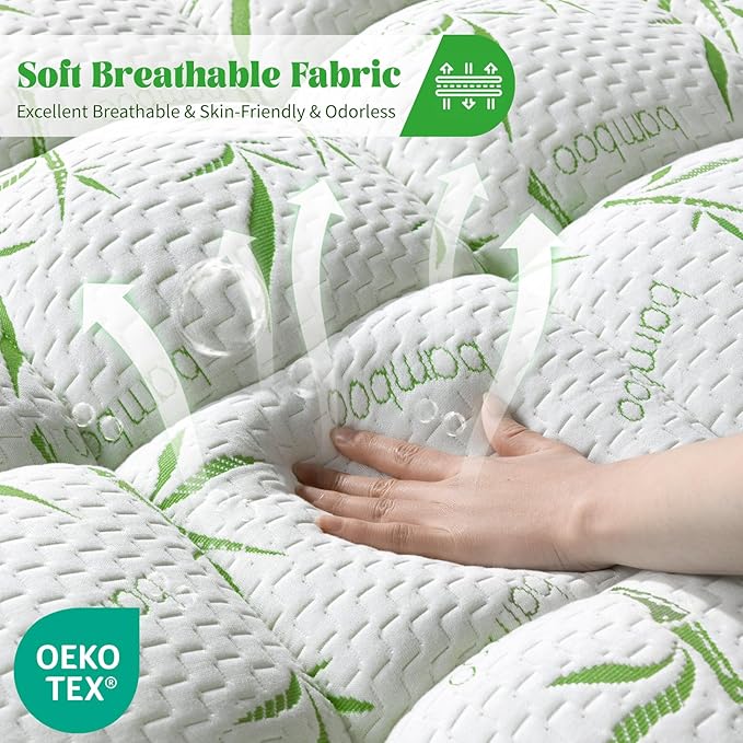 Mattress Topper King Size,Viscose Made from Bamboo Pillow Top Mattress Topper,1200 GSM Cooling Mattress Pad,2In Extra Thick Pillow Top for Back Pain with 8"-18" Deep Pocket(78"x80")