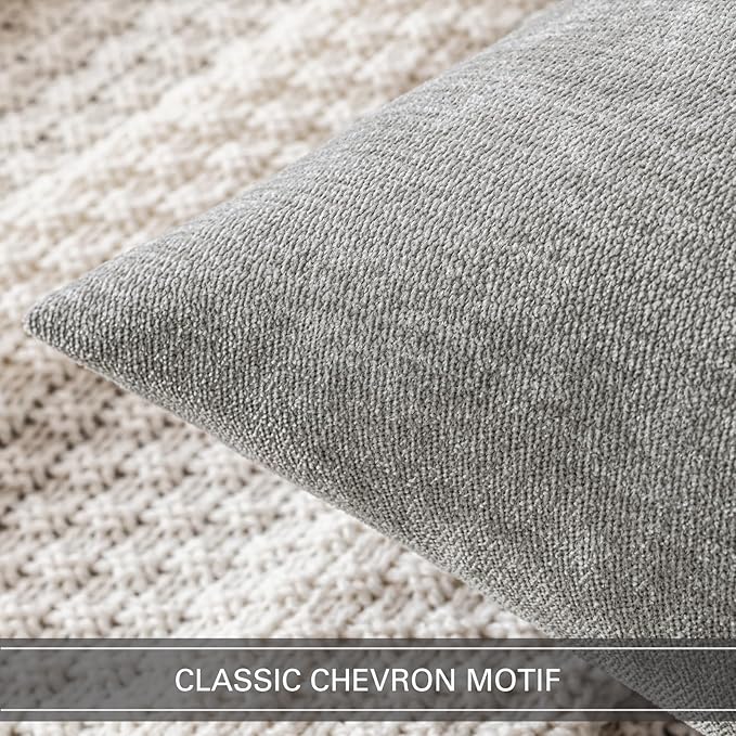 MIULEE Pack of 2 Light Grey Decorative Pillow Covers 18x18 Inch Soft Chenille Couch Throw Pillows Farmhouse Cushion Covers for Home Decor Sofa Bedroom Living Room
